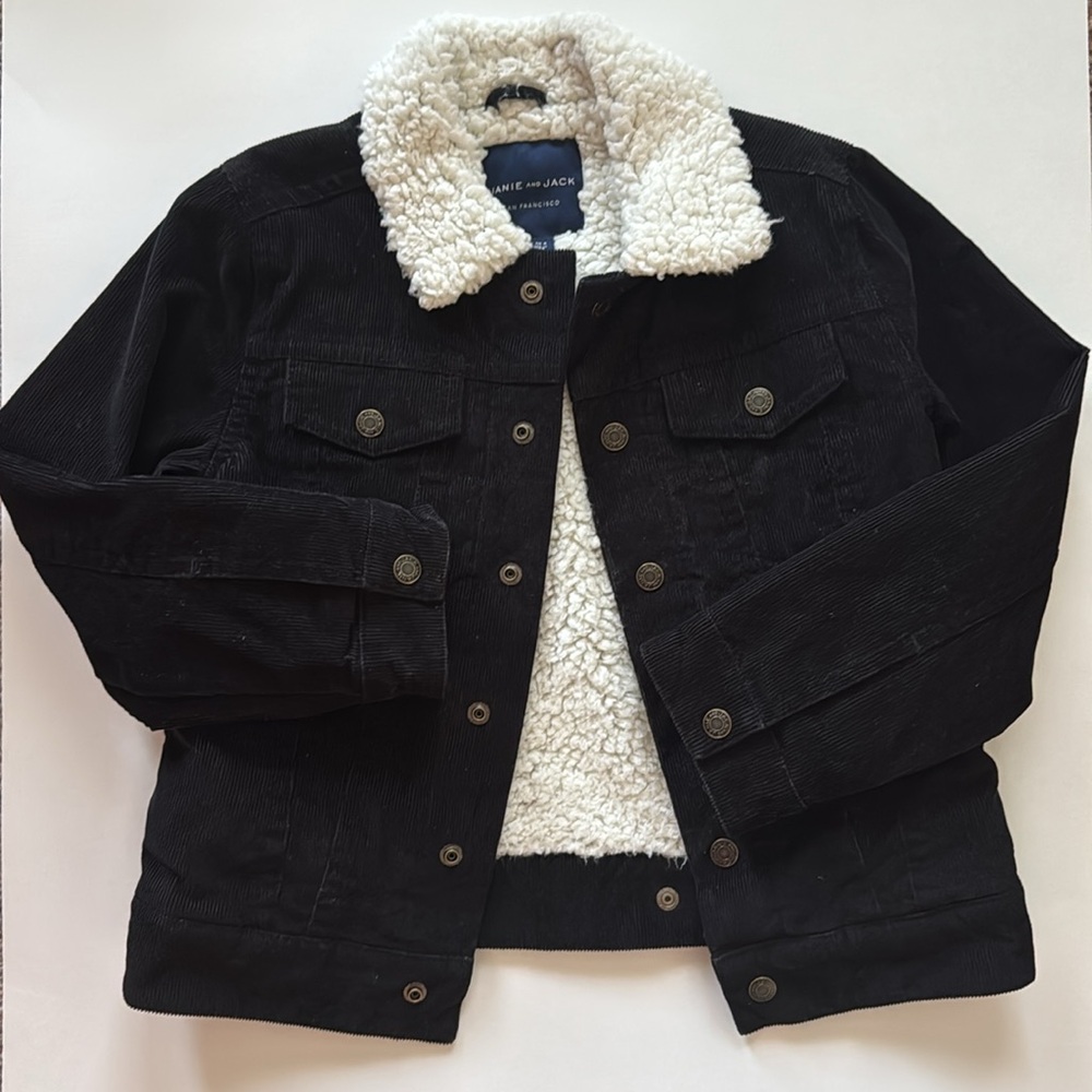 EUC Janie and Jack Boys Corduroy Sherpa-Lined Jacket - Black - size  5-6
